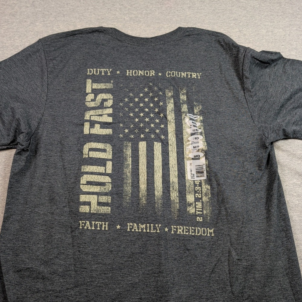 Hold Fast Mens T-Shirt Gray American Flag Duty Honor Country KHF5213MD Size M